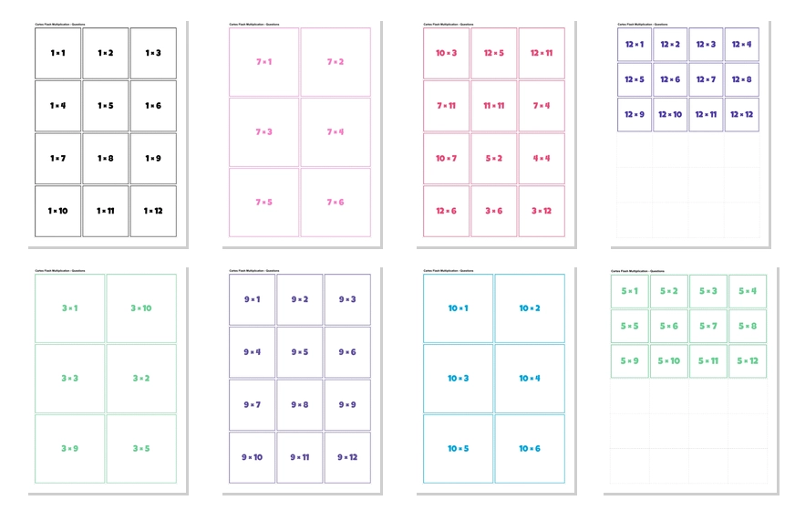 Cartes Flash de Multiplication