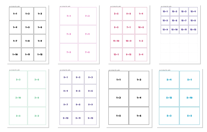 ضرب کے فلیش کارڈز